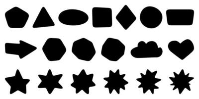 Rounded arrow, starburst diamond, triangle organic block for discount sticker. Fun square shape round card. Price box border, blob stamp, cartoon sale tag. Soft edges pyramid button bar. Text sticker vector