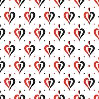 seamless pattern with heart-shaped elements in red and black colors. A high contrast graphic background for textile, wrapping, wallpaper. Simple yet striking design with a modern, folk-art feel vector