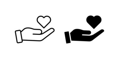 Heart in hand icon set. for mobile concept and web design. illustration vector
