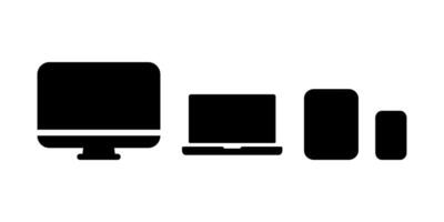 Device icons set. smartphone, tablet, laptop and desktop computer symbol. for mobile concept and web design. illustration vector