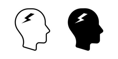 Head with lightning icon. for mobile concept and web design. illustration on white background. vector