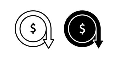 Dollar down icon set. Dollar Symbol. Finance sign. for mobile concept and web design. illustration on white background vector