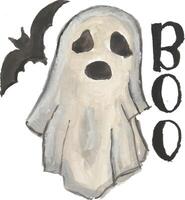 a drawing of a ghost with a bat and the word boo vector