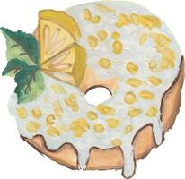 a painting of a donut with a slice of lemon vector