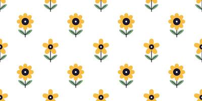 kids seamless pattern with abstract flowers in flat design. Cute baby botany design on white background. Wrapping paper or fabric design. Kawaii flower seamless pattern. vector