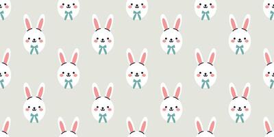 seamless pattern with easter baby rabbits. Cute bunnies on gray background in flat design. Wrapping paper or fabric design. Easter springtime seamless pattern illustration. vector