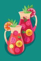 Refreshing Summer Fruit Punch Two Pitchers of Citrus Delight vector