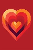 Abstract Retro Heart Design, Geometric Love Symbol, Valentines Day vector