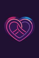 Abstract Heart Shape Pretzel Knot Design, Gradient Colors vector