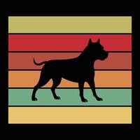 Retro Sunset Design Featuring AmStaff Dog vector