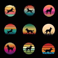 Australian Cattle Dog Silhouette in Retro Style Bundle vector