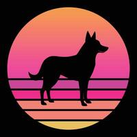 Retro Australian Cattle Dog Silhouette Scene vector