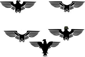 The eagle is shown in several different positions vector