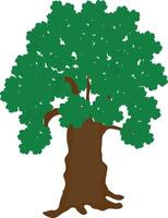 An oak tree with green leaves and green leaves vector