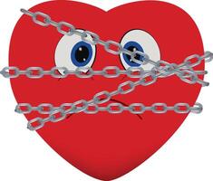 Heart symbol wrapped in heavy chains vector
