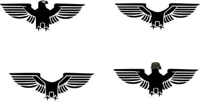 The eagle is shown in four different positions vector
