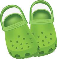 Pair of green clogs isolated on white background representing comfortable summer footwear vector