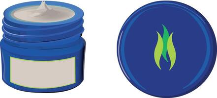 A blue bottle with a green leaf on it vector