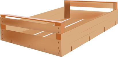 Empty wooden crate with handles for storing and transporting goods vector