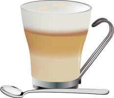 A cup of coffee with a spoon and spoon vector