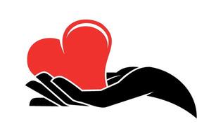 heart in hand icon vector