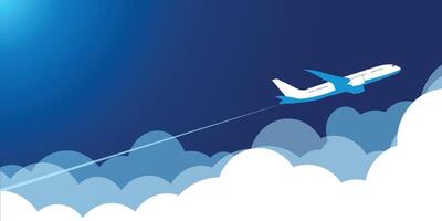 plane in blue sky with clouds vector