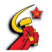 sickle and hammer in hands vector