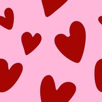 Seamless pattern with pink hearts on a white background. vector