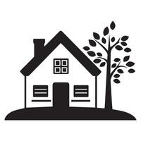 house with tree and house icon illustration vector