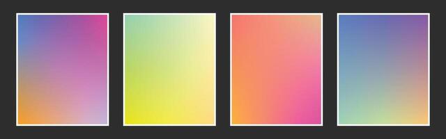 Colorful blurred gradient background set. Vibrant color gradation backdrop template bundle. Suitable for poster, cover, banner, presentation, or social media post. vector