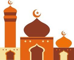 Illustration of a mosque icon symbol on white background with crescent moon and star design vector