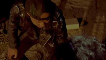 Man in Leather Jacket in Dark Setting video