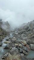 Steaming fumaroles in the Kawah Ratu volcano crater in West Java, Indonesia. video
