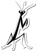 A Stylized Black Praying Mantis Sticker Design png