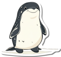 A Happy Cartoon Penguin Stands On Ice png