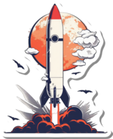 Rocket Launching Towards Mars Amidst Clouds And Bats png