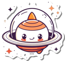 Adorable Cartoon Planet In A Spaceship Design png