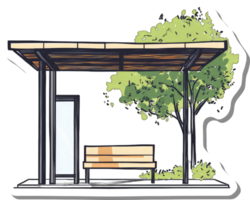Modern Bus Stop Design With Shade And Seating png