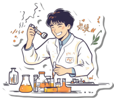 Happy Scientist Conducting Experiments In A Lab png