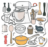 A Colorful Collection Of Kitchen Utensils And Appliances png