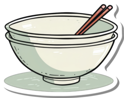 Stacked Empty Bowls with Chopsticks Resting Inside png