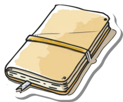A Tan Notebook with a Pen and Clasp png
