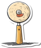 A Drawing Of A Pizza Cutter With A Wooden Handle png