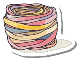 Colorful layered ribbons arranged in a spiral stack png