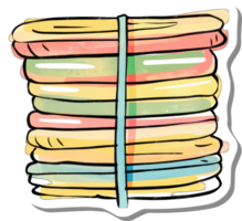Stacked colorful layers of fabric neatly bound together png