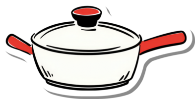 A Cartoon Drawing Of A White Cooking Pot With Red Handles png