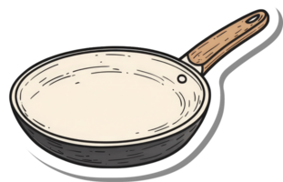 A single empty frying pan with wooden handle png