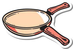 A cartoon drawing of a frying pan with two handles png