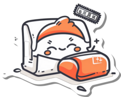 Happy Cartoon Character Using a Modern Device png