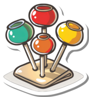 Four Colorful Lollipops Resting on a Paper Square png